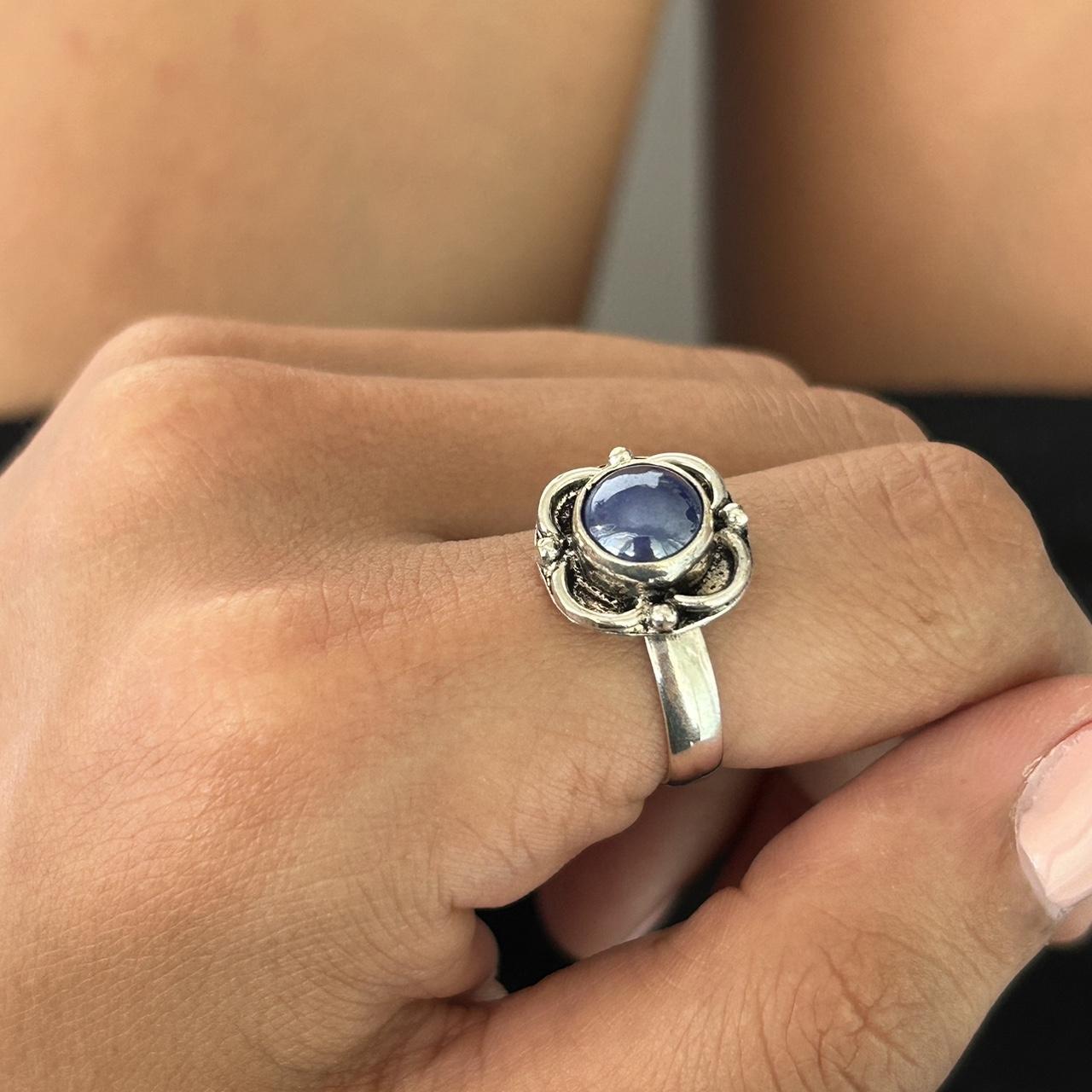 Blue jade stone ring