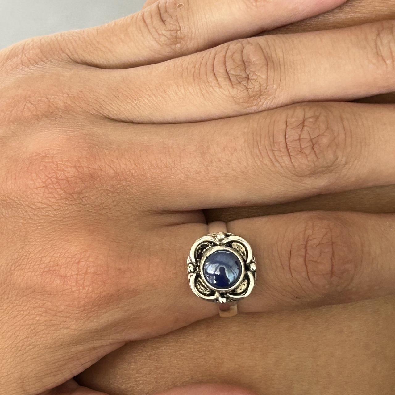 Blue jade stone ring