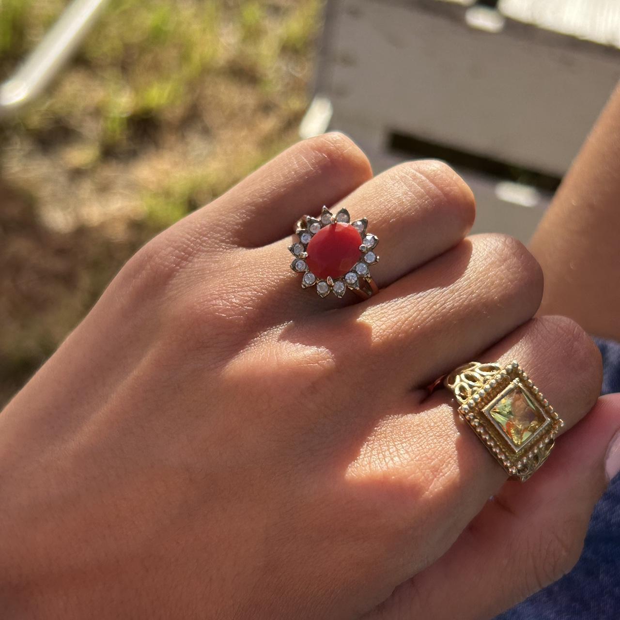 Yellow quartz stone ring