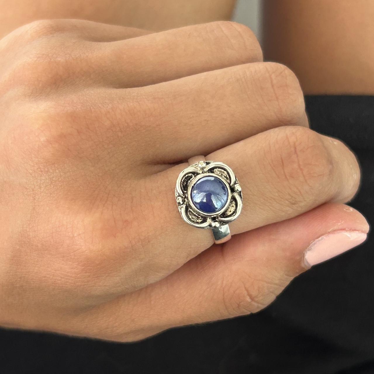 Blue jade stone ring